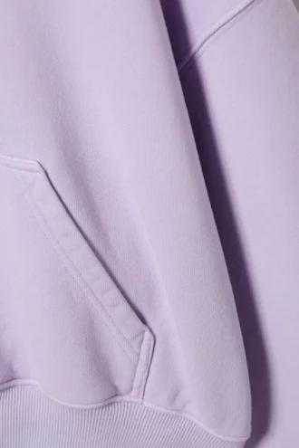 Boxy Cotton Fleece Hoodie – Washed Light Purple