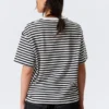 Boxy Cotton T-Shirt – Black & White Stripes