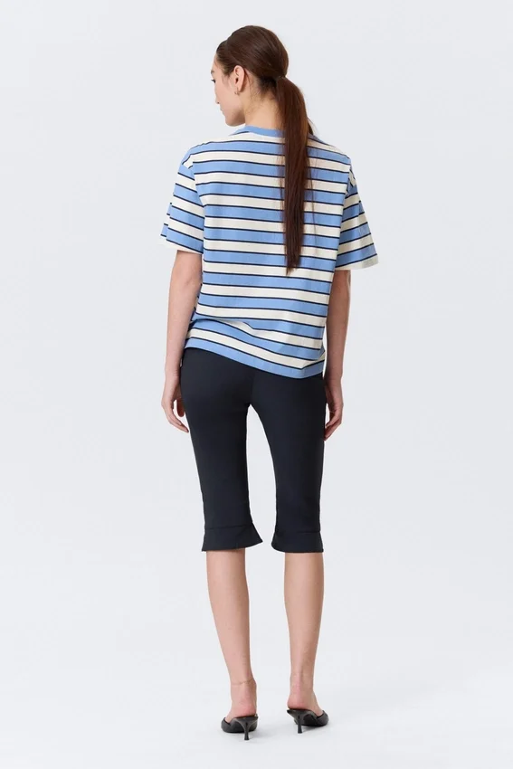 Boxy Cotton T-Shirt – Blue & White Stripe Boxy Cotton T-Shirt – Blue & White Stripe