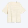 Boxy Cotton T-Shirt – Light Beige – Lilac Stripe Boxy Cotton T-Shirt – Light Beige – Lilac Stripe