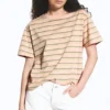 Boxy Cotton T-Shirt – Pink/Khaki Stripe Boxy Cotton T-Shirt – Pink/Khaki Stripe