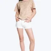 Boxy Cotton T-Shirt – Pink/Khaki Stripe Boxy Cotton T-Shirt – Pink/Khaki Stripe
