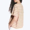 Boxy Cotton T-Shirt – Pink/Khaki Stripe Boxy Cotton T-Shirt – Pink/Khaki Stripe