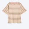 Boxy Cotton T-Shirt – Pink/Khaki Stripe Boxy Cotton T-Shirt – Pink/Khaki Stripe