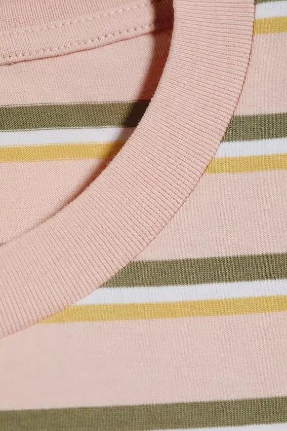 Boxy Cotton T-Shirt – Pink/Khaki Stripe Boxy Cotton T-Shirt – Pink/Khaki Stripe