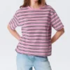 Boxy Cotton T-Shirt – Striped Pink