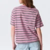 Boxy Cotton T-Shirt – Striped Pink
