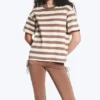 Boxy Cotton T-Shirt – White/Brown/Peach Stripe Boxy Cotton T-Shirt – White/Brown/Peach Stripe
