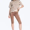 Boxy Cotton T-Shirt – White/Brown/Peach Stripe Boxy Cotton T-Shirt – White/Brown/Peach Stripe