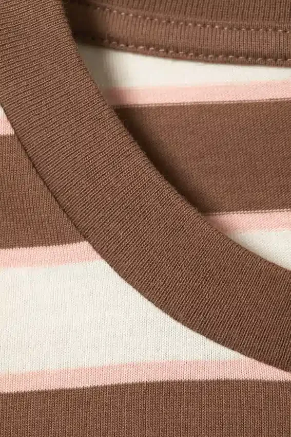 Boxy Cotton T-Shirt – White/Brown/Peach Stripe Boxy Cotton T-Shirt – White/Brown/Peach Stripe