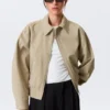 Boxy Cotton Zip Jacket – Beige Boxy Cotton Zip Jacket – Beige