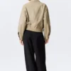 Boxy Cotton Zip Jacket – Beige Boxy Cotton Zip Jacket – Beige