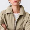 Boxy Cotton Zip Jacket – Beige Boxy Cotton Zip Jacket – Beige