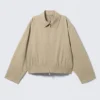 Boxy Cotton Zip Jacket – Beige Boxy Cotton Zip Jacket – Beige