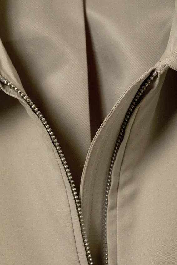 Boxy Cotton Zip Jacket – Beige Boxy Cotton Zip Jacket – Beige