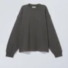 Boxy Crew Neck Sweatshirt – off Black Boxy Crew Neck Sweatshirt – off Black