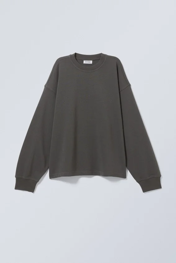 Boxy Crew Neck Sweatshirt – off Black Boxy Crew Neck Sweatshirt – off Black
