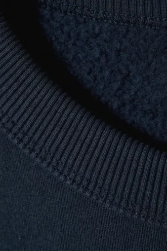 Boxy Cropped Cotton Sweatshirt – Dark Blue