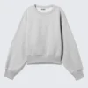 Boxy Cropped Cotton Sweatshirt – Grey Melange Boxy Cropped Cotton Sweatshirt – Grey Melange