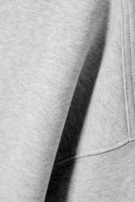 Boxy Cropped Cotton Sweatshirt – Grey Melange Boxy Cropped Cotton Sweatshirt – Grey Melange