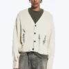 Boxy Distressed Knitted Cardigan – Beige Boxy Distressed Knitted Cardigan – Beige