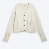 Boxy Distressed Knitted Cardigan – Beige Boxy Distressed Knitted Cardigan – Beige