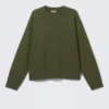 Boxy Distressed Sweatshirt – Dark Green Boxy Distressed Sweatshirt – Dark Green