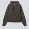 Boxy Embroidery Zip Hoodie – Dark Grey Boxy Embroidery Zip Hoodie – Dark Grey