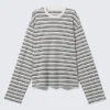 Boxy Fit Long-Sleeved Striped T-Shirt – Black & White Stripes Boxy Fit Long-Sleeved Striped T-Shirt – Black & White Stripes
