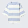 Boxy Fit Printed T-Shirt – Light Blue & White Stripe – 28 Boxy Fit Printed T-Shirt – Light Blue & White Stripe – 28