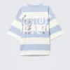 Boxy Fit Printed T-Shirt – Light Blue & White Stripe – 28 Boxy Fit Printed T-Shirt – Light Blue & White Stripe – 28