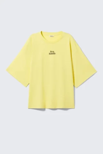 Boxy Fit Printed T-Shirt – Light Yellow – Dizzy Diamonds