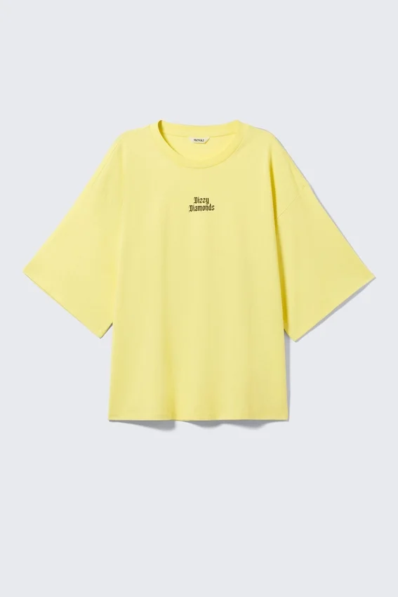 Boxy Fit Printed T-Shirt – Light Yellow – Dizzy Diamonds Boxy Fit Printed T-Shirt – Light Yellow – Dizzy Diamonds
