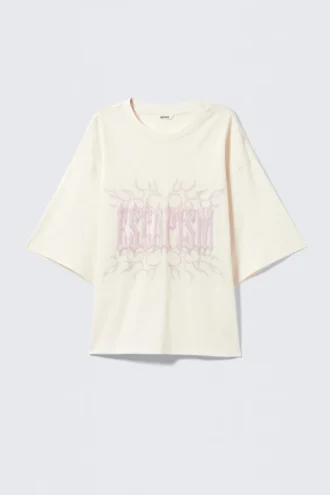 Boxy Fit Printed T-Shirt – White – Escapism