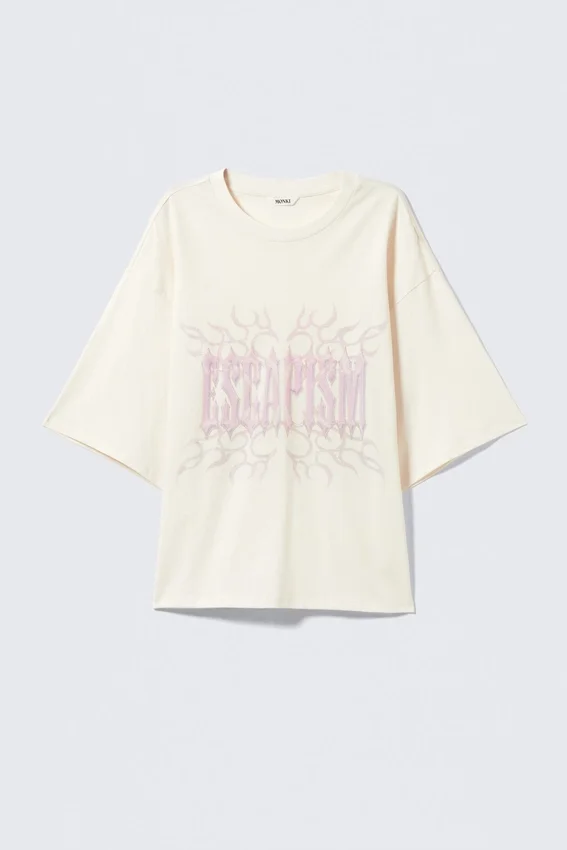 Boxy Fit Printed T-Shirt – White – Escapism Boxy Fit Printed T-Shirt – White – Escapism