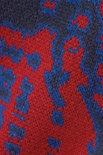 Boxy Graphic Knitted Cotton Sweater – Dark Blue – Telephone