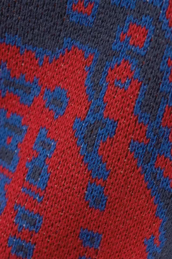 Boxy Graphic Knitted Cotton Sweater – Dark Blue – Telephone Boxy Graphic Knitted Cotton Sweater – Dark Blue – Telephone