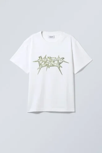 Boxy Graphic Printed T-Shirt – White – Blades of Metal