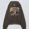 Boxy Graphic Zip Hoodie – Dark Grey – Angel City Boxy Graphic Zip Hoodie – Dark Grey – Angel City
