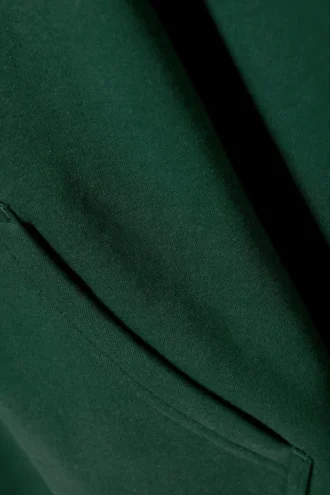 Boxy Graphic Zip Hoodie – Multi-Printed Dark Green
