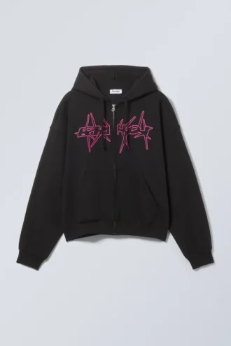 Boxy Graphic Zip Hoodie – Spike Error Logo