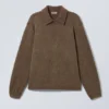 Boxy Half-Zip Fleece Sweatshirt – Washed Dark Brown Boxy Half-Zip Fleece Sweatshirt – Washed Dark Brown