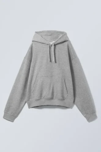 Boxy Heavyweight Hoodie – Grey Melange