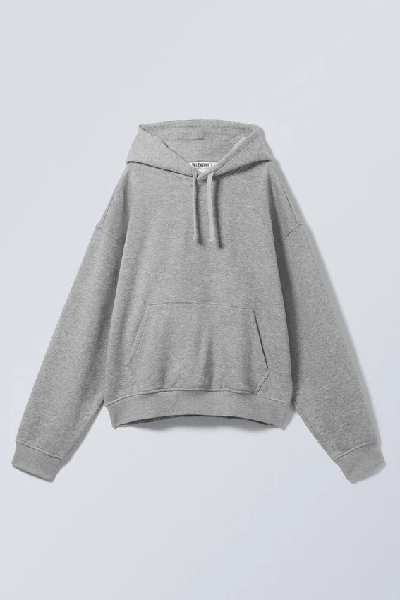 Boxy Heavyweight Hoodie – Grey Melange Boxy Heavyweight Hoodie – Grey Melange