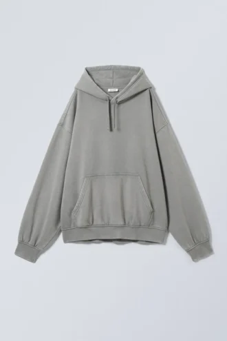 Boxy Heavyweight Hoodie – Washed Dusty Grey