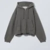 Boxy Heavyweight Zip Hoodie – Dark Grey