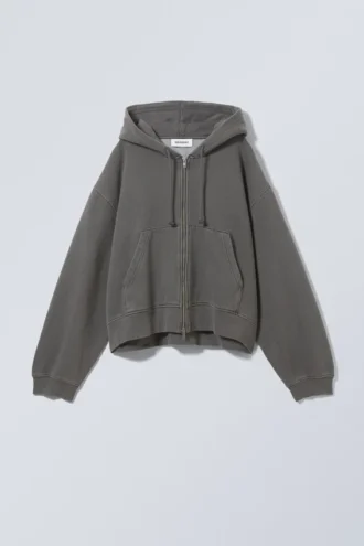 Boxy Heavyweight Zip Hoodie – Dark Grey
