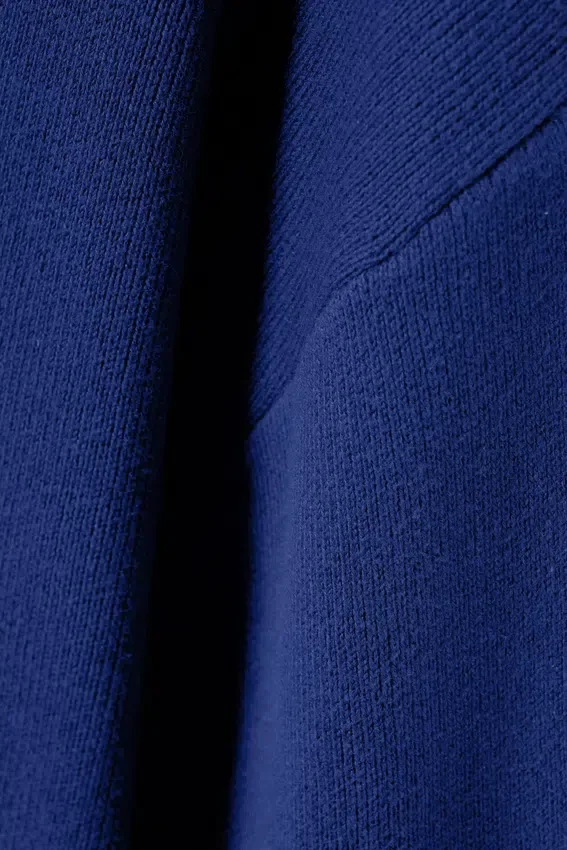 Boxy Knitted Cotton Sweater – Bright Blue Boxy Knitted Cotton Sweater – Bright Blue