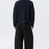 Boxy Knitted Cotton Sweater – Dark Navy Blue Boxy Knitted Cotton Sweater – Dark Navy Blue