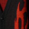 Boxy Knitted Graphic Cardigan – Black – Red Flames Boxy Knitted Graphic Cardigan – Black – Red Flames